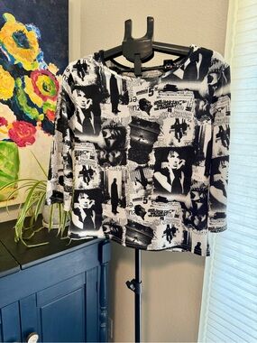 Daniel Benjamin Vintage Y2K Rhinestone Photo Collage Top L
